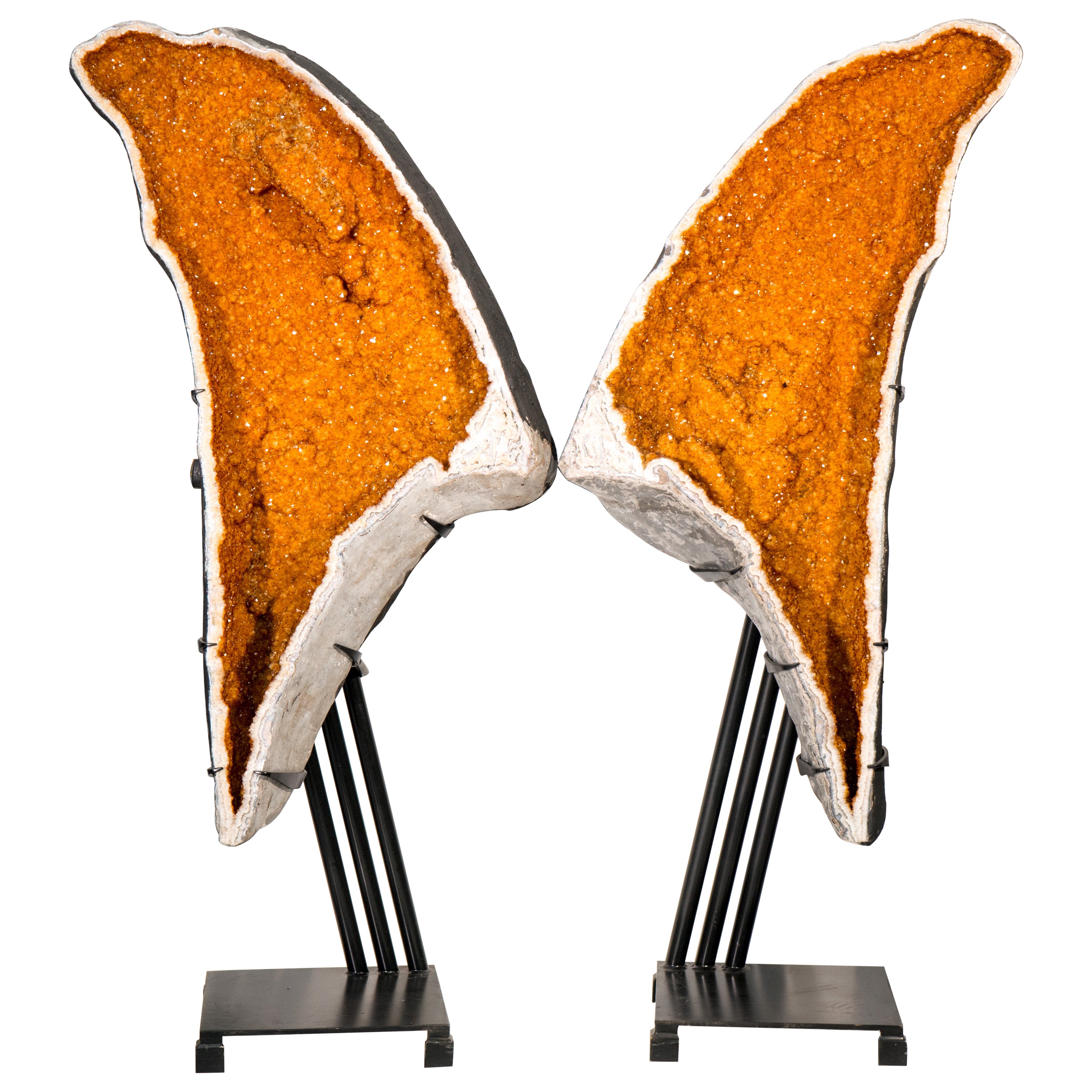 Giant 7.6 Ft Golden Citrin Geode Wings - Museum-Grade-Paar, natürliche Meisterwerk