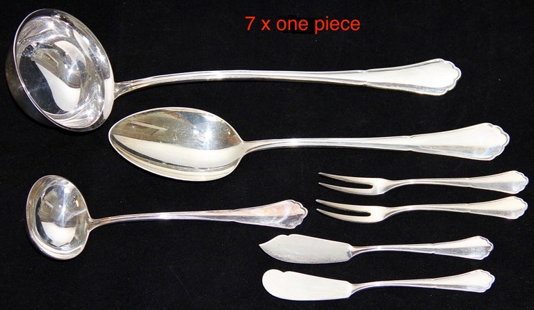 Giant 800 Silver Flatware and Fish Set for 12 Service, 127 Pieces, Cutlery For Sale 1