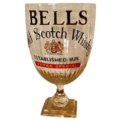 Antique Giant Advertising Presentation Glass Chalice for Bells Scotch Whisky    