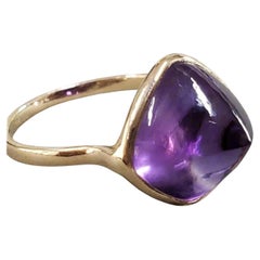 Giant African Amethyst Yellow Gold Stackable Cocktail Ring