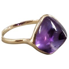 Giant African Amethyst Yellow Gold Stackable Cocktail Ring
