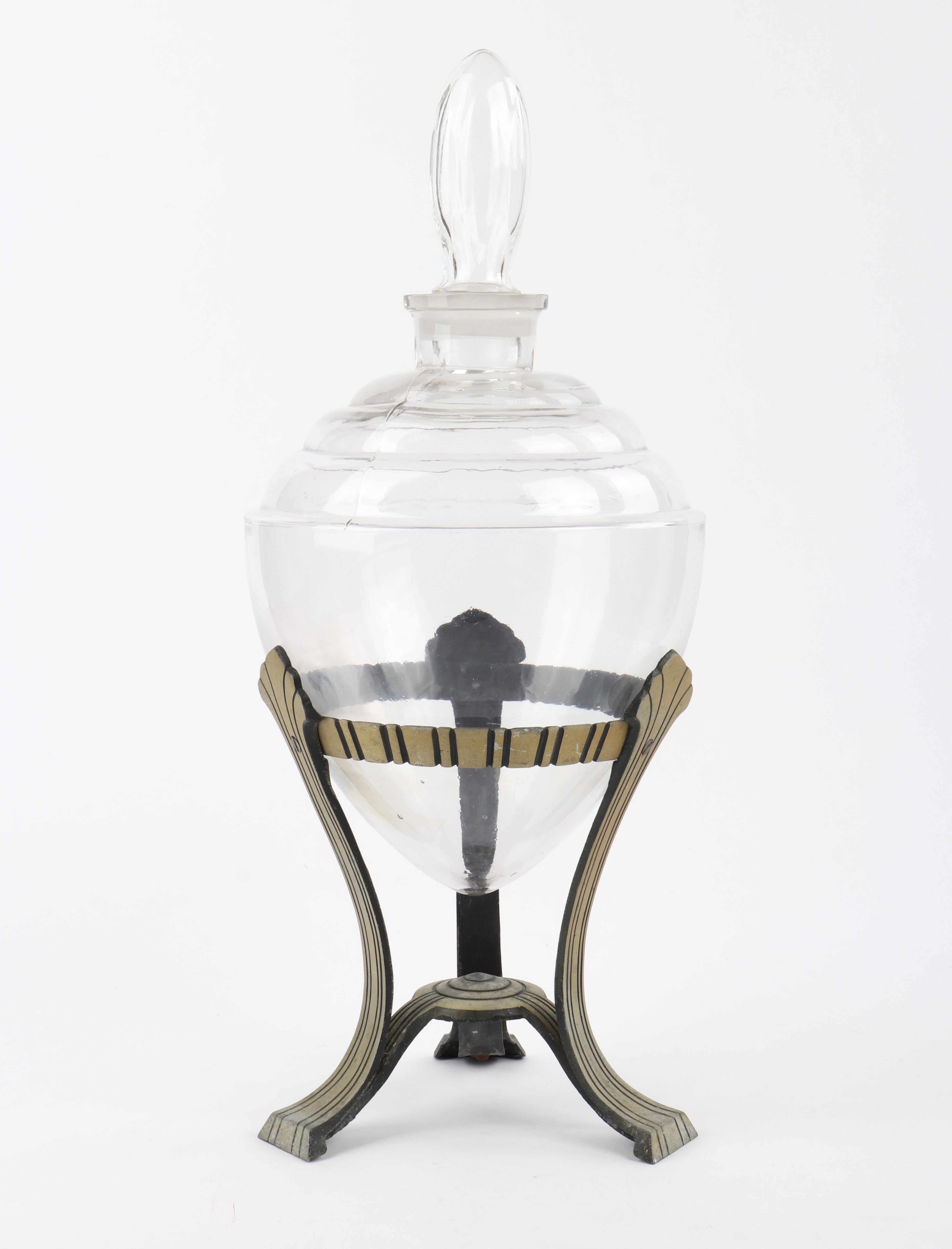 Riesiger antiker Factice Parfüm-Apotheker-Urnenständer aus Kunstglas (Art déco) im Angebot