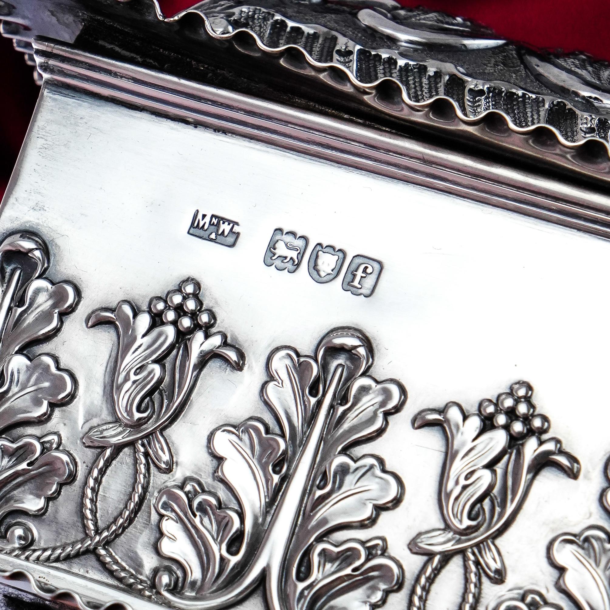 Sterling Silver Giant Antique Edwardian Solid Silver Jewellery Box - Mappin & Webb Ltd 1901 For Sale