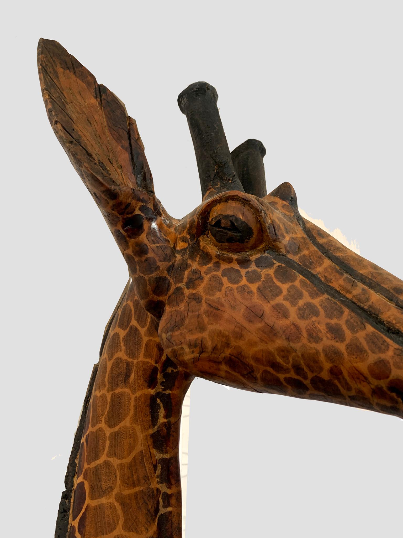 African Giant Antique Giraffe Sculpture