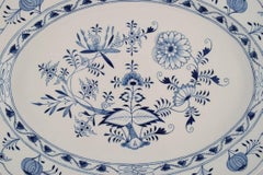 Giant Antique Meissen Blue Onion Serving Dish in Hand-Painted Porcelain