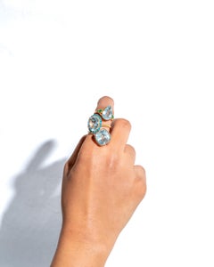 Giant Aquamarine & Apatite 14K Yellow Gold Stackable Cocktail Ring
