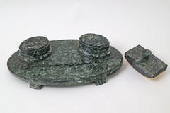 Giant Art Deco Desk Set Extinguishing Cradle made of Serpentine, Germany 1920s