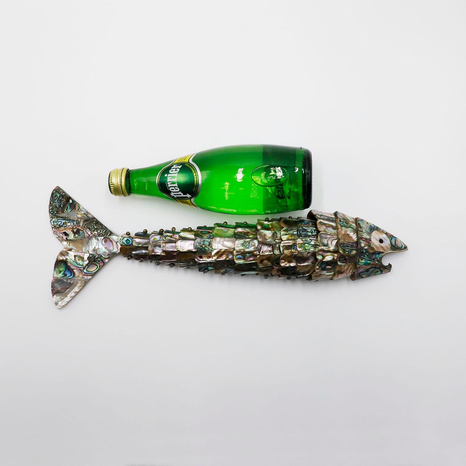 Metalwork Giant Articulated Mexican Abalone and Brass Bottle Opener by Los Castillo