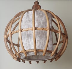 Giant Bamboo Globe Boho Pendant Lamp, Italy, 1970s