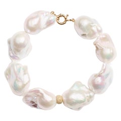 Riesiges barockes Flammenperlen-Armband aus Gelbgold