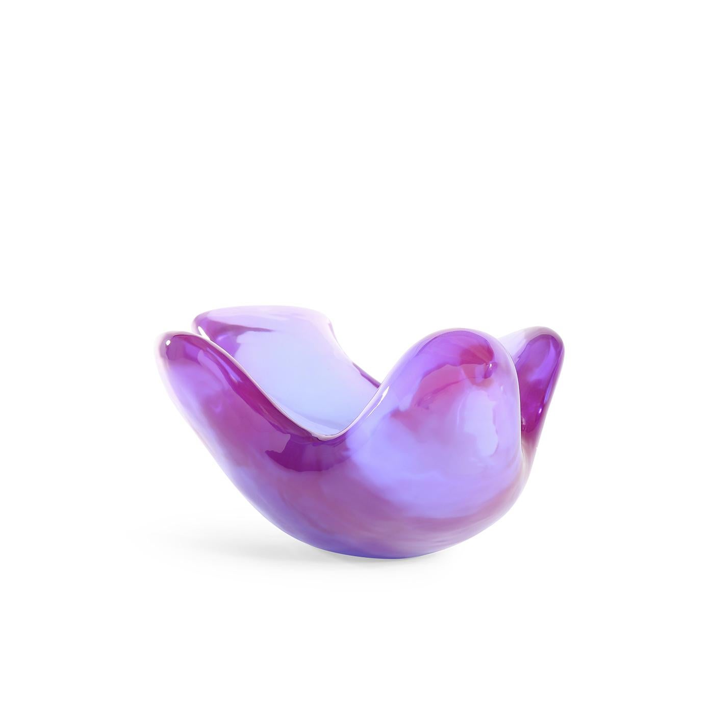 Modern Giant Bird Bowl Sculpture in Purple Lucite