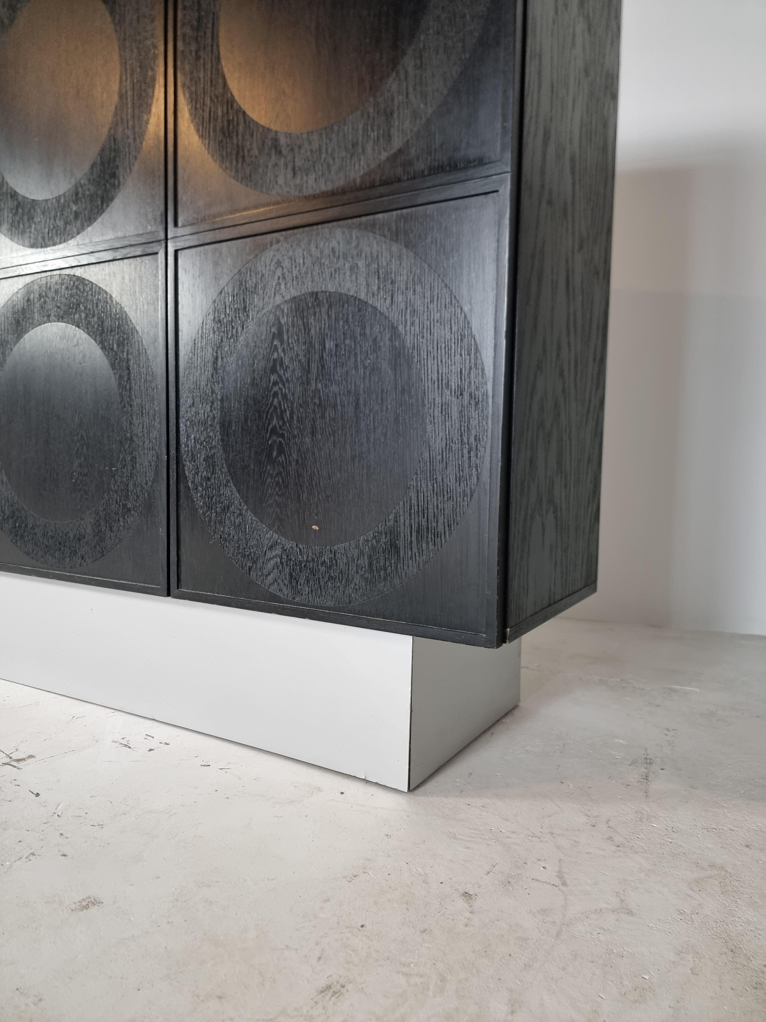 Late 20th Century Giant Black Brutalist Highboard by Musterring, 1980s For Sale