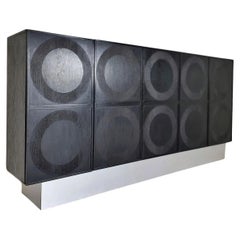 Retro Giant Black Brutalist Highboard by Musterring, 1980s