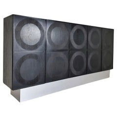 Giant Black Brutalist Highboard by Musterring, 1980s