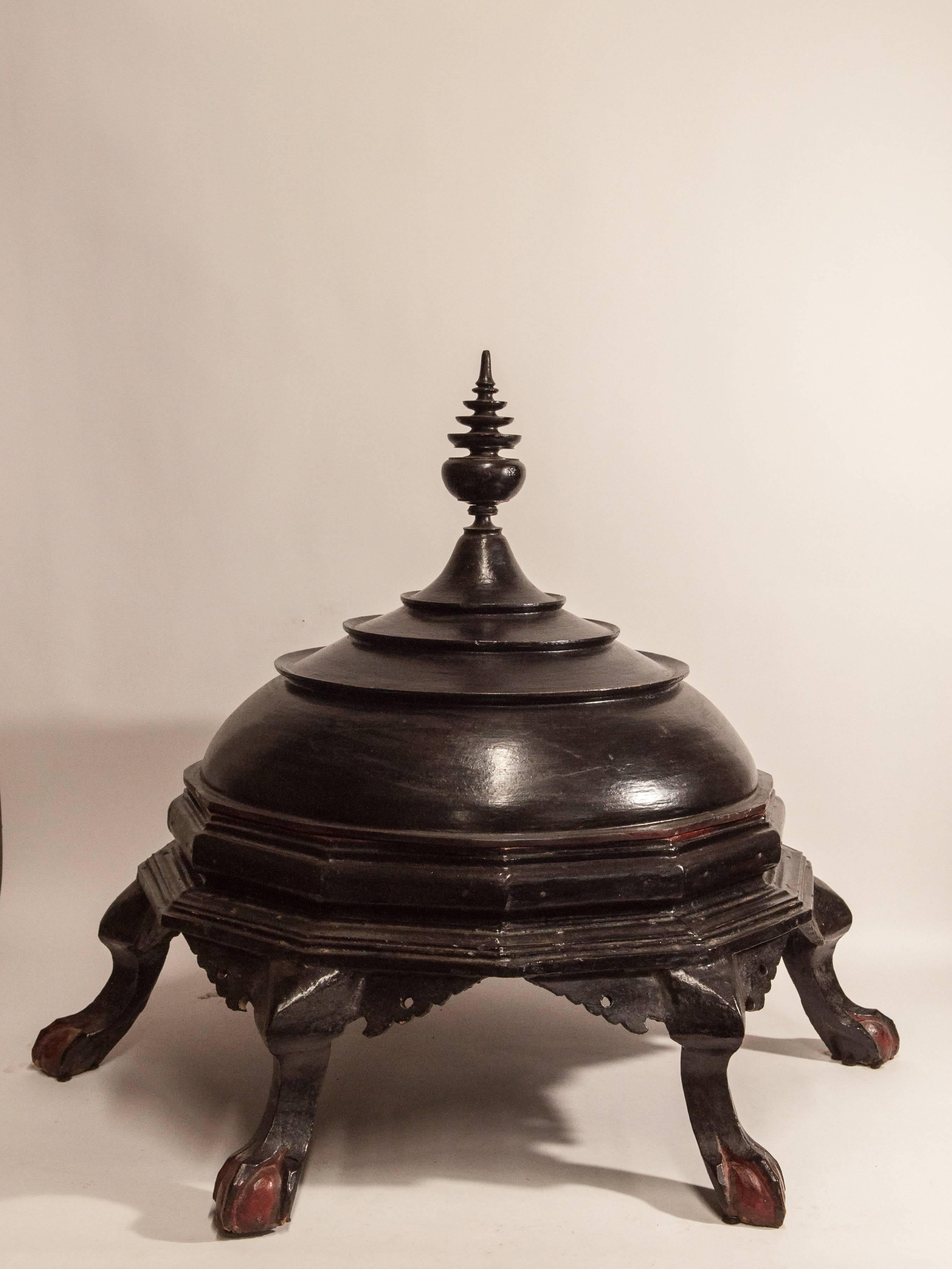 Giant Black Lacquer Offering Tray, Hsun Ok, from Burma Early to Mid-20th Century 1