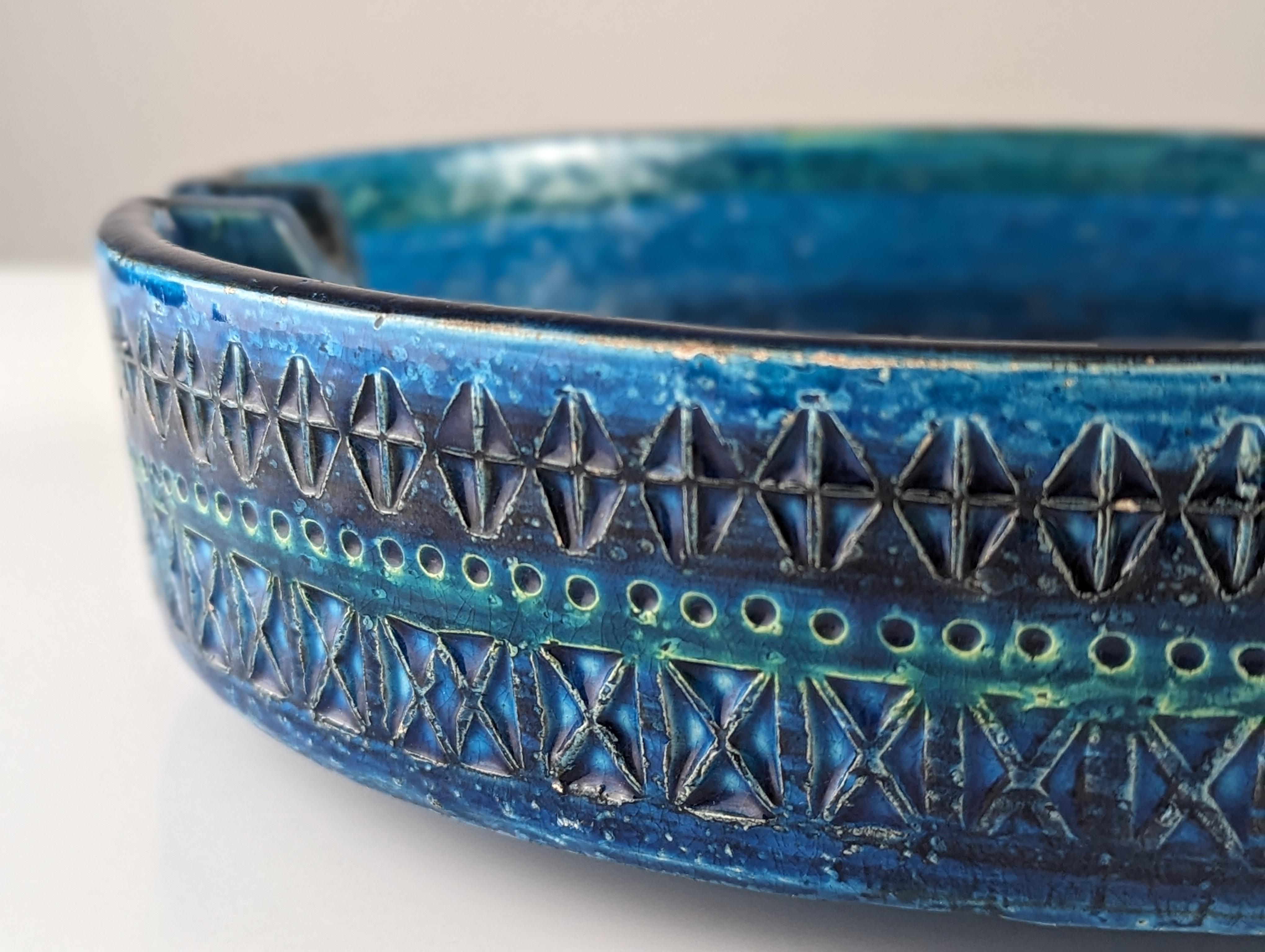 Giant blue ceramic ashtray by Aldo Londi for Bitossi In Good Condition For Sale In Benalmadena, ES