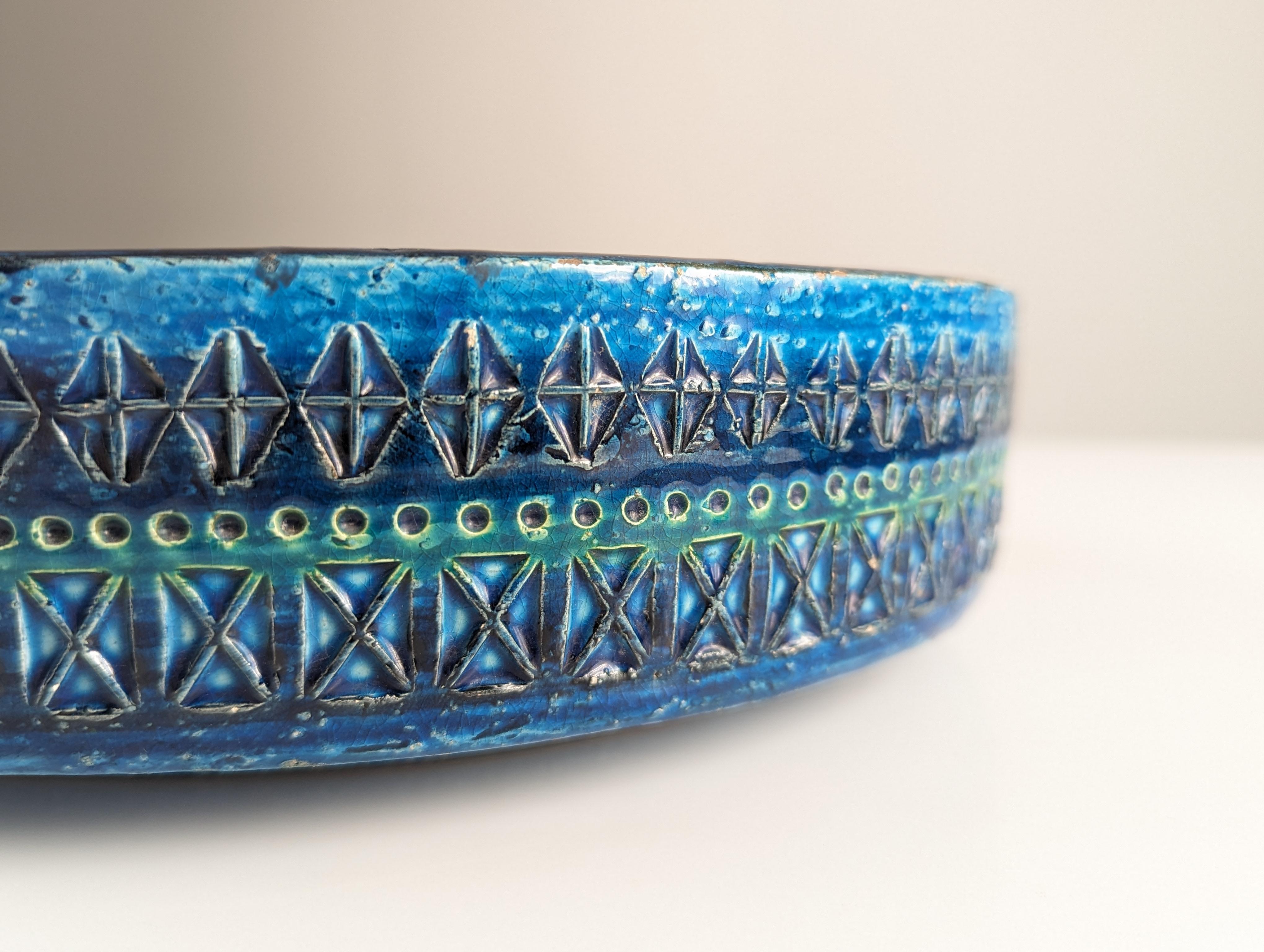 Giant blue ceramic ashtray by Aldo Londi for Bitossi For Sale 1
