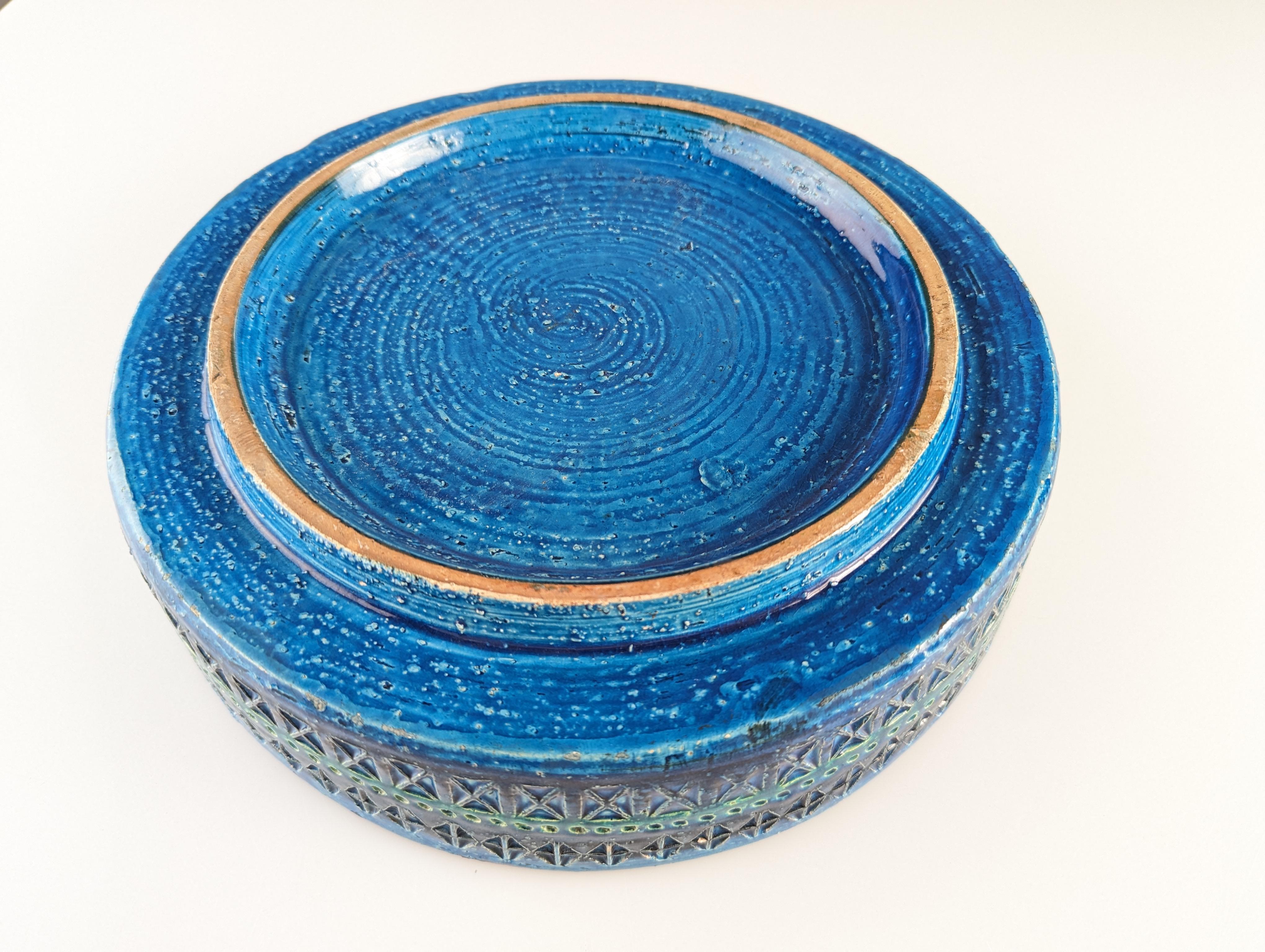 Giant blue ceramic ashtray by Aldo Londi for Bitossi For Sale 2