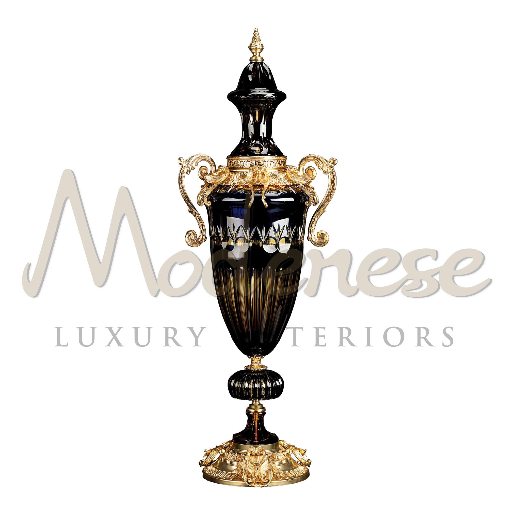 Louis XV Giant Blue Coated Amphora with Melted Handles by Modenese Luxury Interiors For Sale