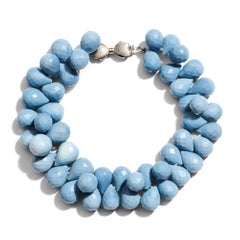 Giant Blue Owhyee Opal 14K White Gold Drop Bracelet