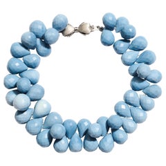 Giant Blue Owhyee Opal 14K White Gold Drop Bracelet