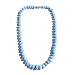 Giant Blue Owhyee Opal & Diamonds and Sapphire White Gold Necklace
