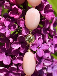 Giant Blush Pink Peru Opal Yellow Gold Diamond Necklace
