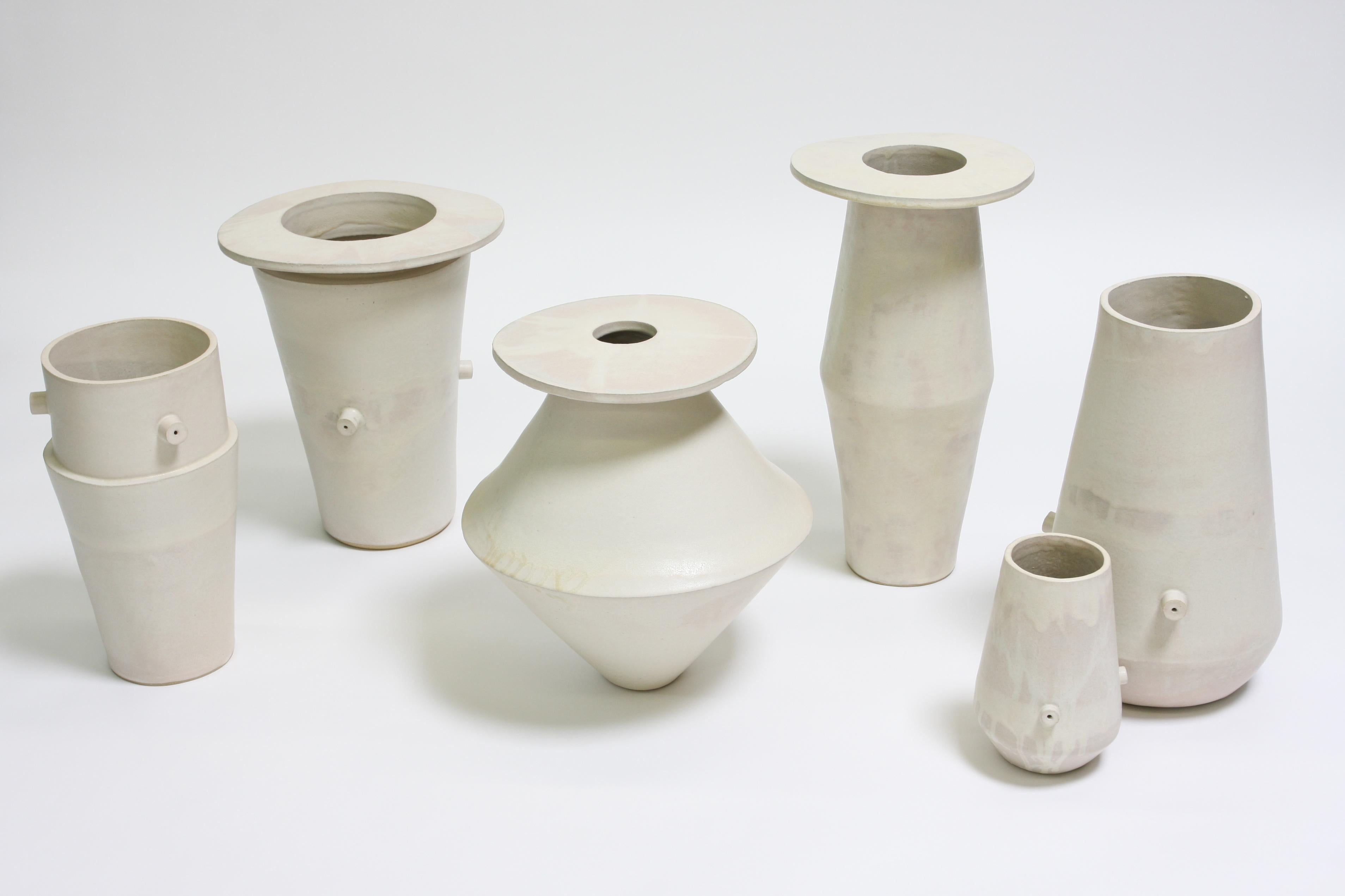 Modern Giant Bowl Bottom Contemporary Ceramic Vase in Matte Blue