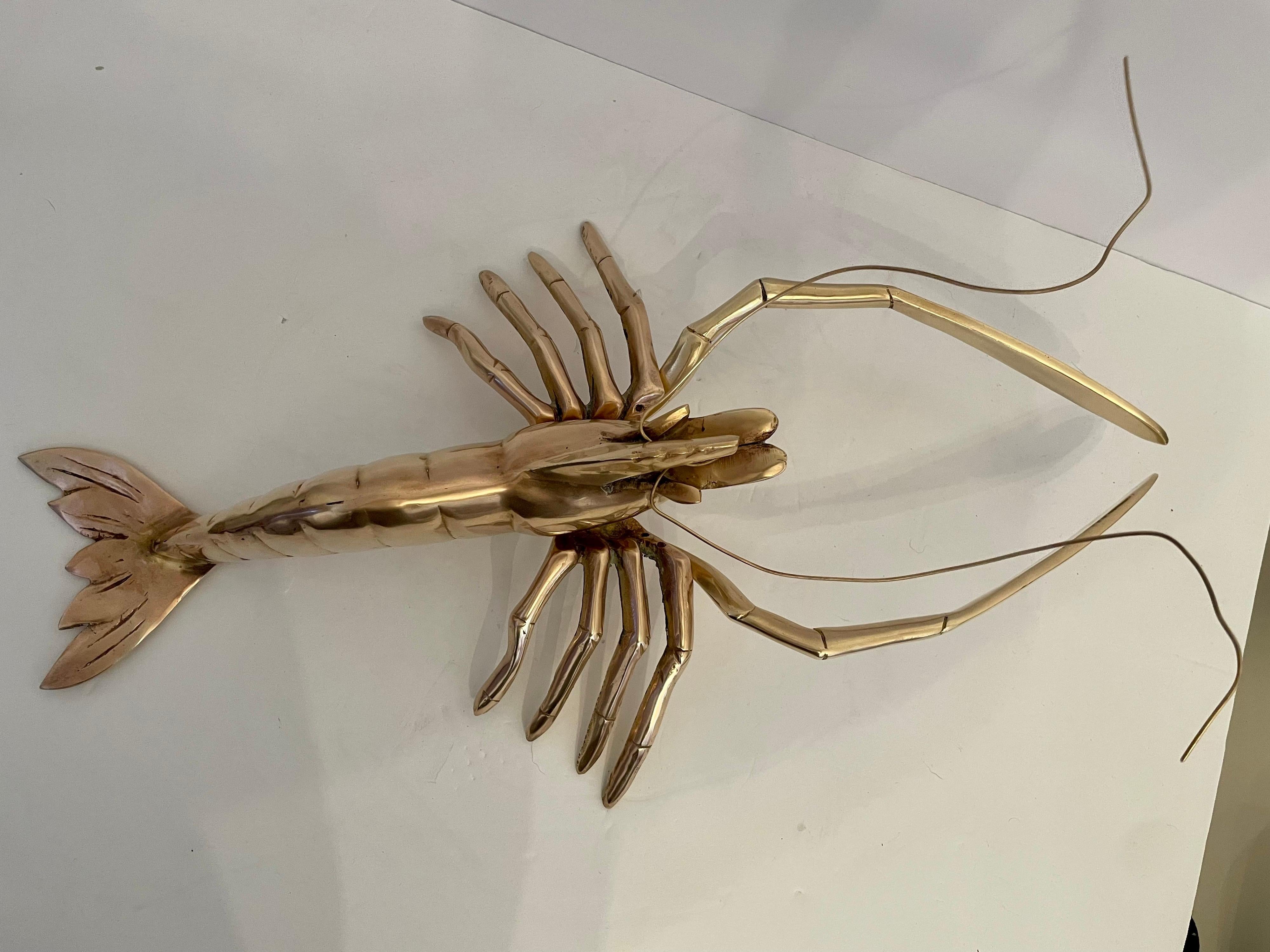 Giant Brass Crawfish Nautical Sculpture For Sale 5
