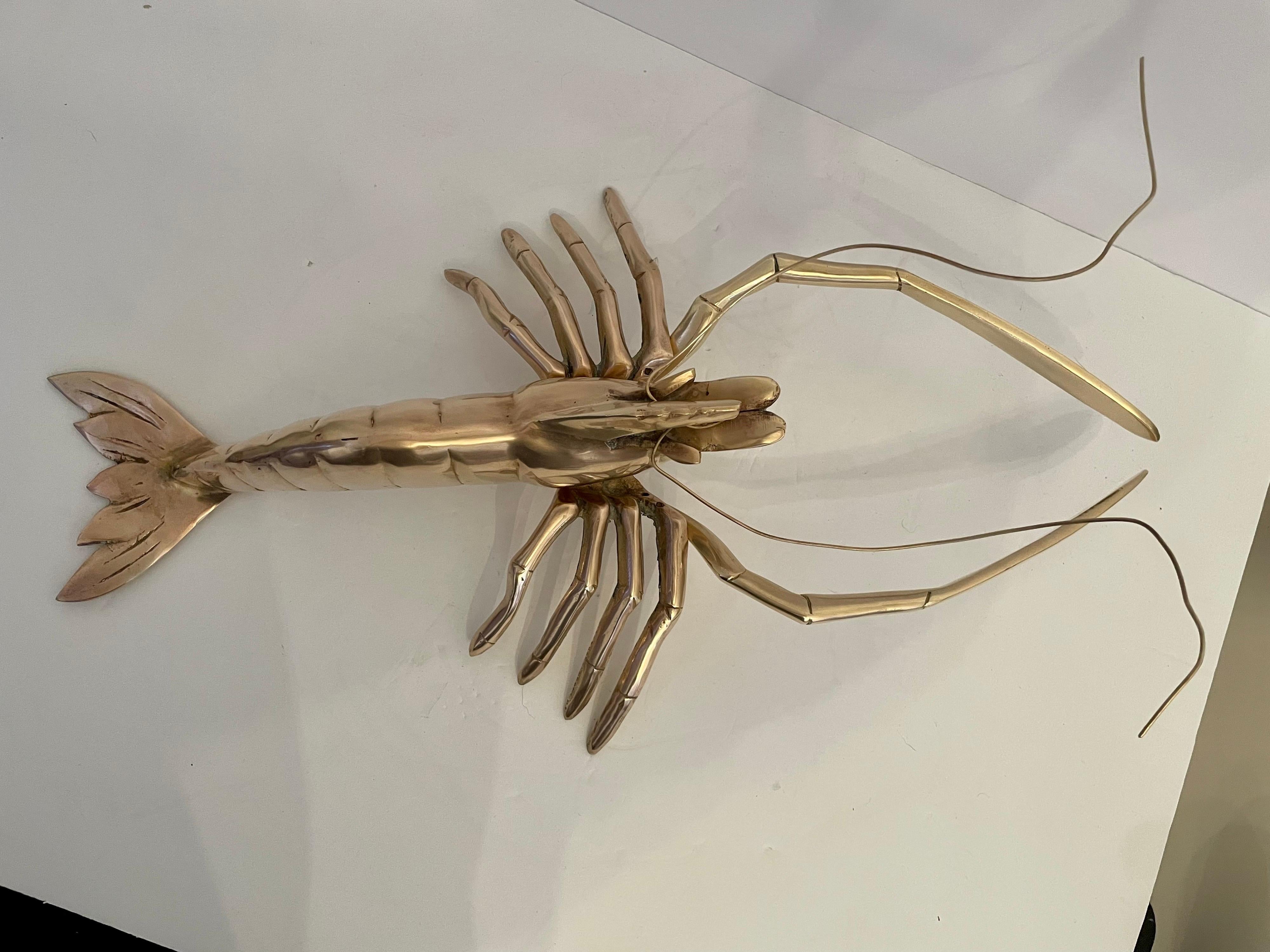 Giant Brass Crawfish Nautical Sculpture For Sale 6