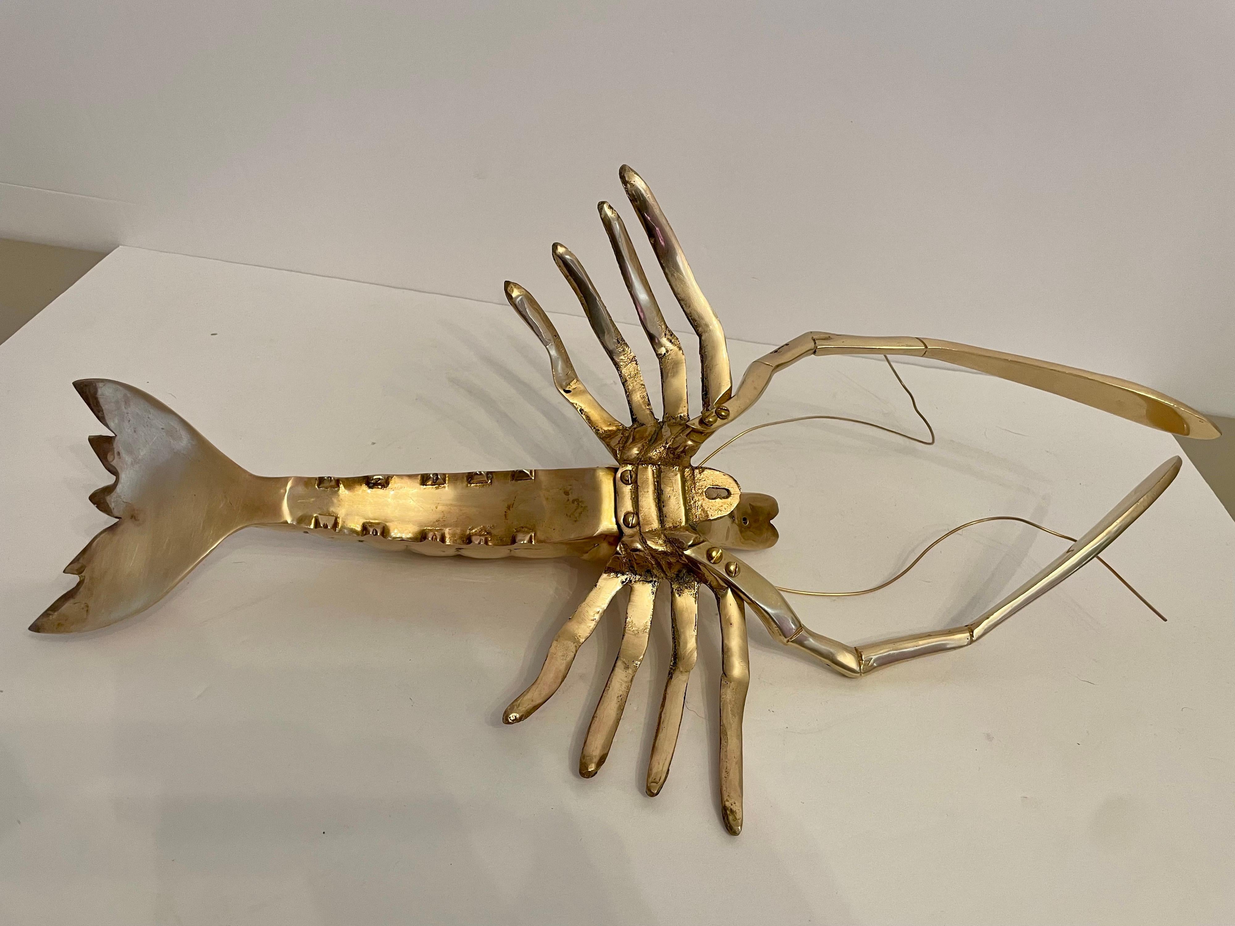 Giant Brass Crawfish Nautical Sculpture For Sale 8