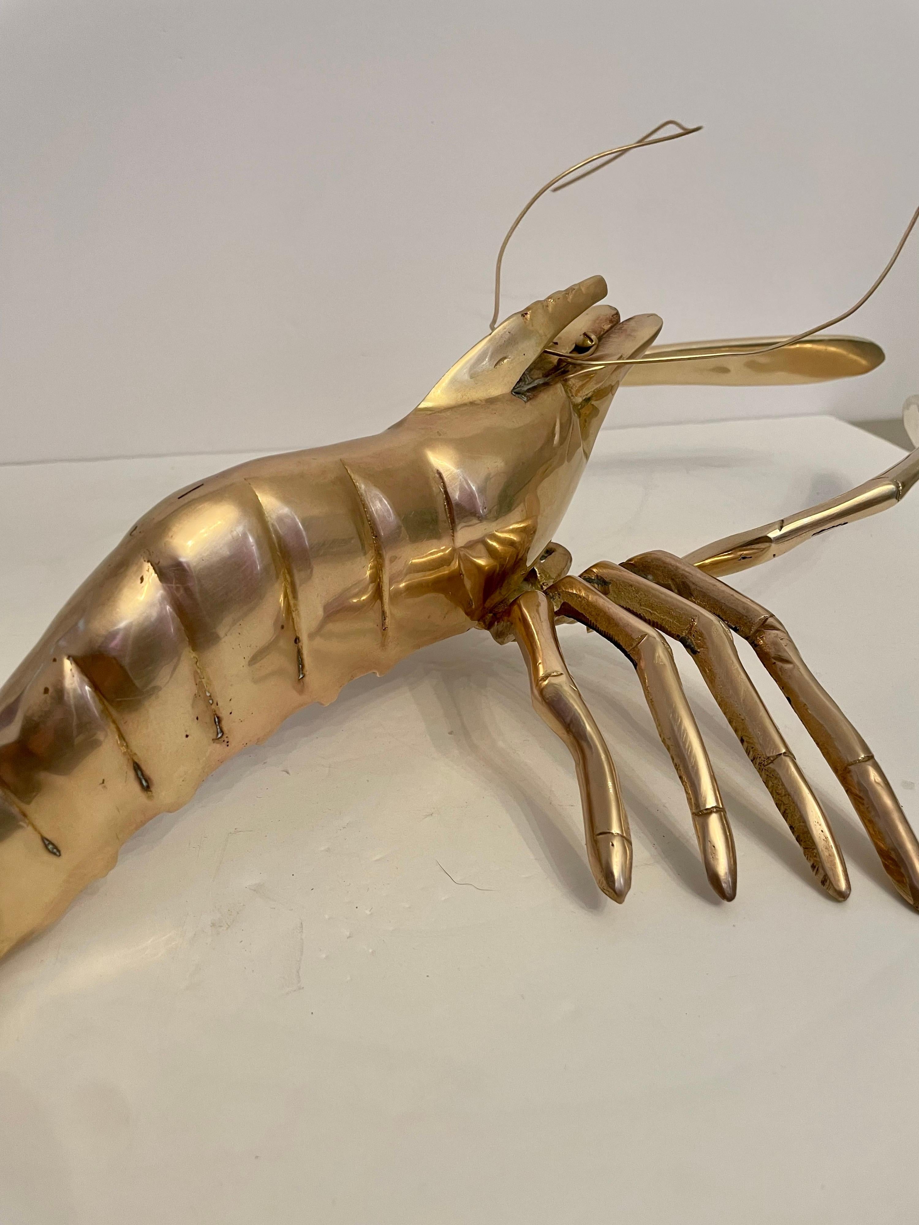 20th Century Giant Brass Crawfish Nautical Sculpture For Sale