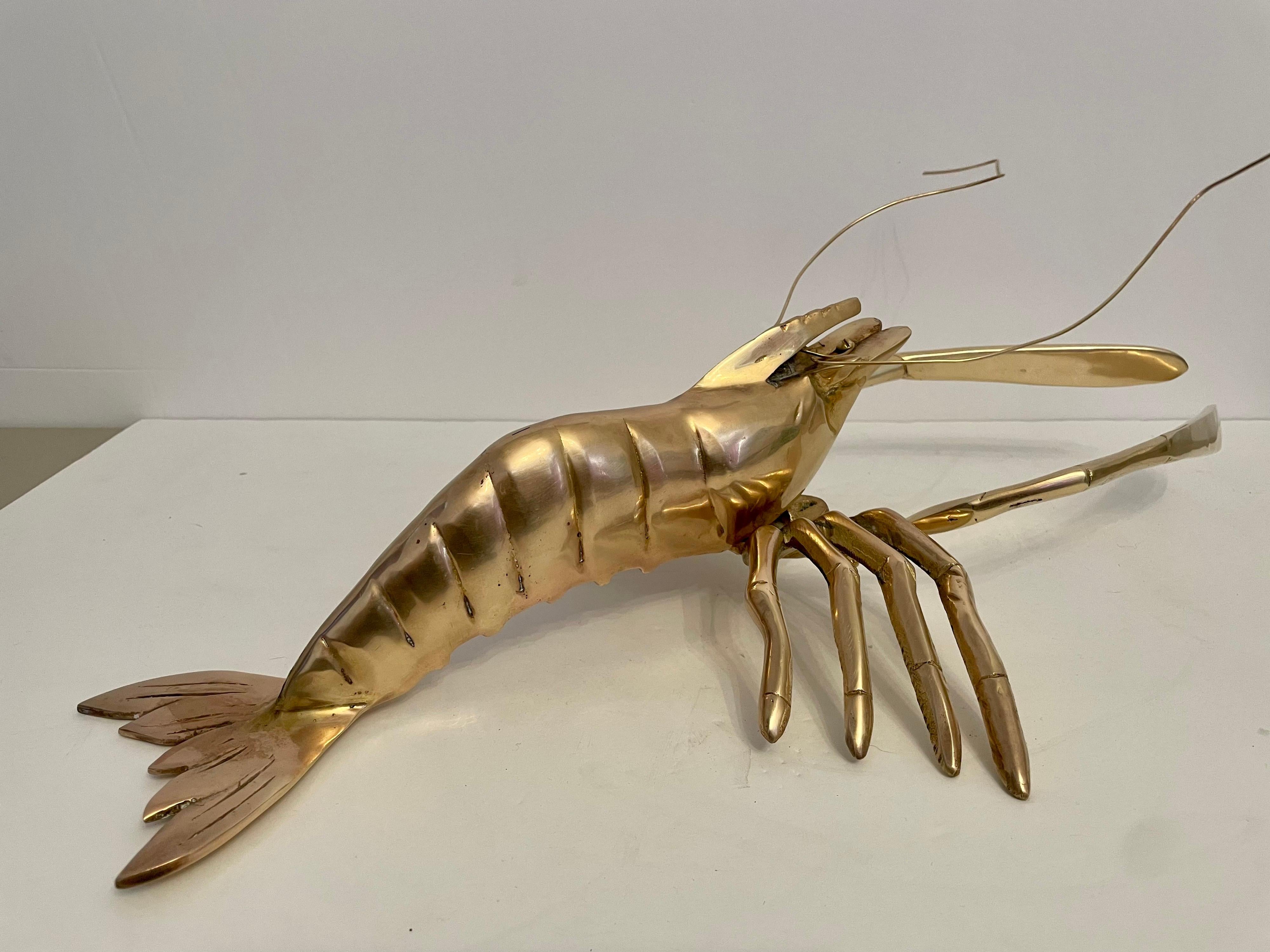 Giant Brass Crawfish Nautical Sculpture For Sale 1