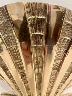 Giant Brass Nautical Clam Shell Seashell on Starfish Base Planter Sculpture