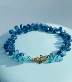 Bracelet en or 18K avec aigue-marine géante du Brésil et diamant en kyanite