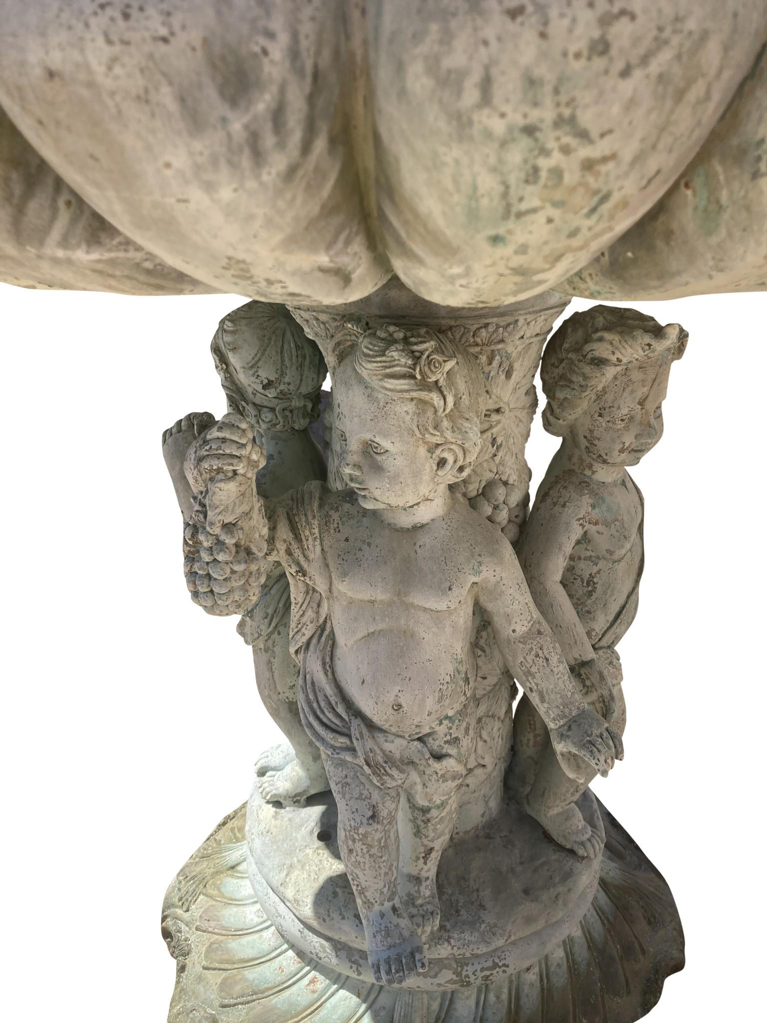 Fontana di bronzo gigante con cherubino italiano, acqua di rubinetto, Firenze in vendita 11