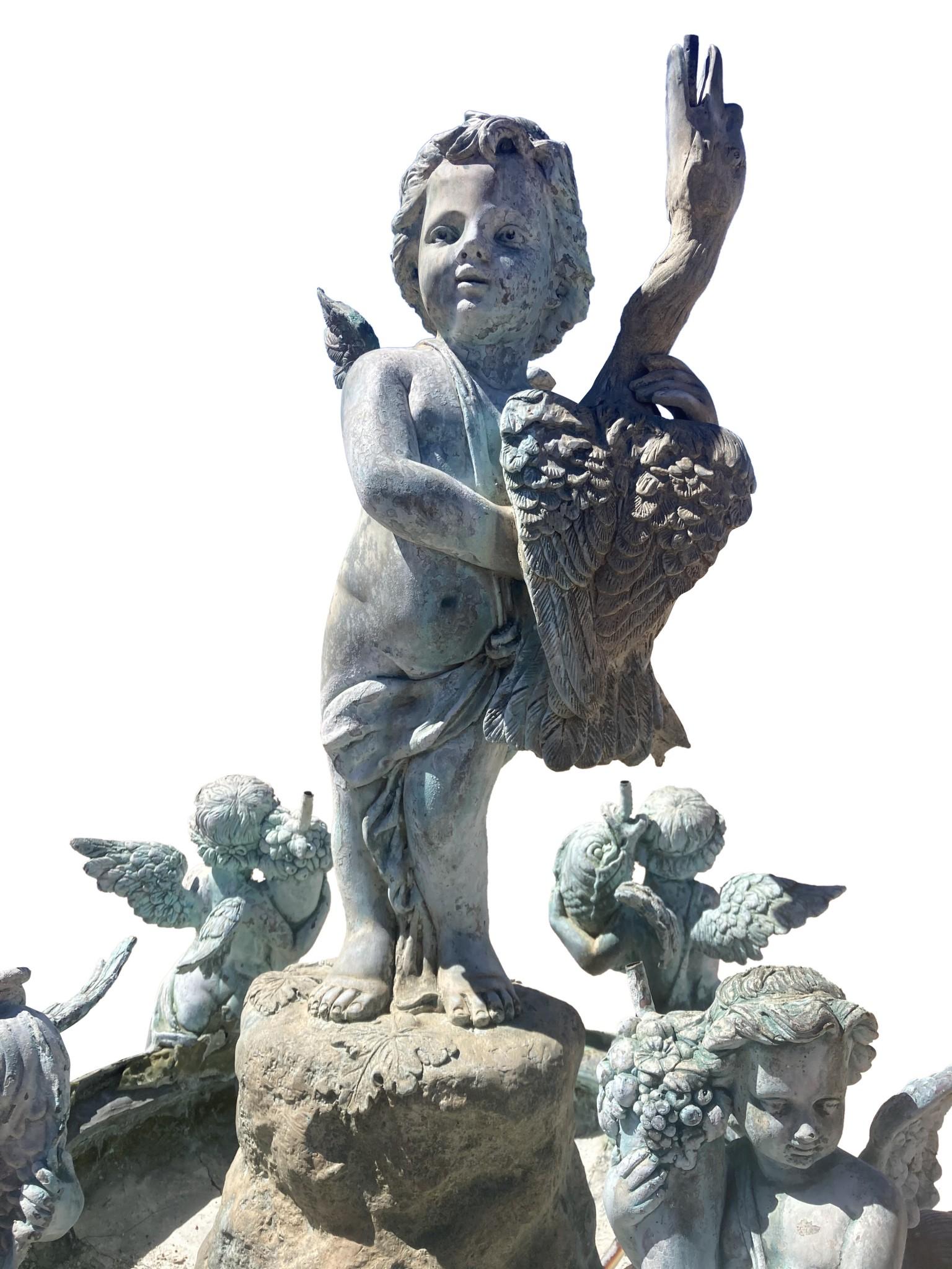 Giant Bronze Fountain Italian Cherub Water Feature Florence For Sale 4
