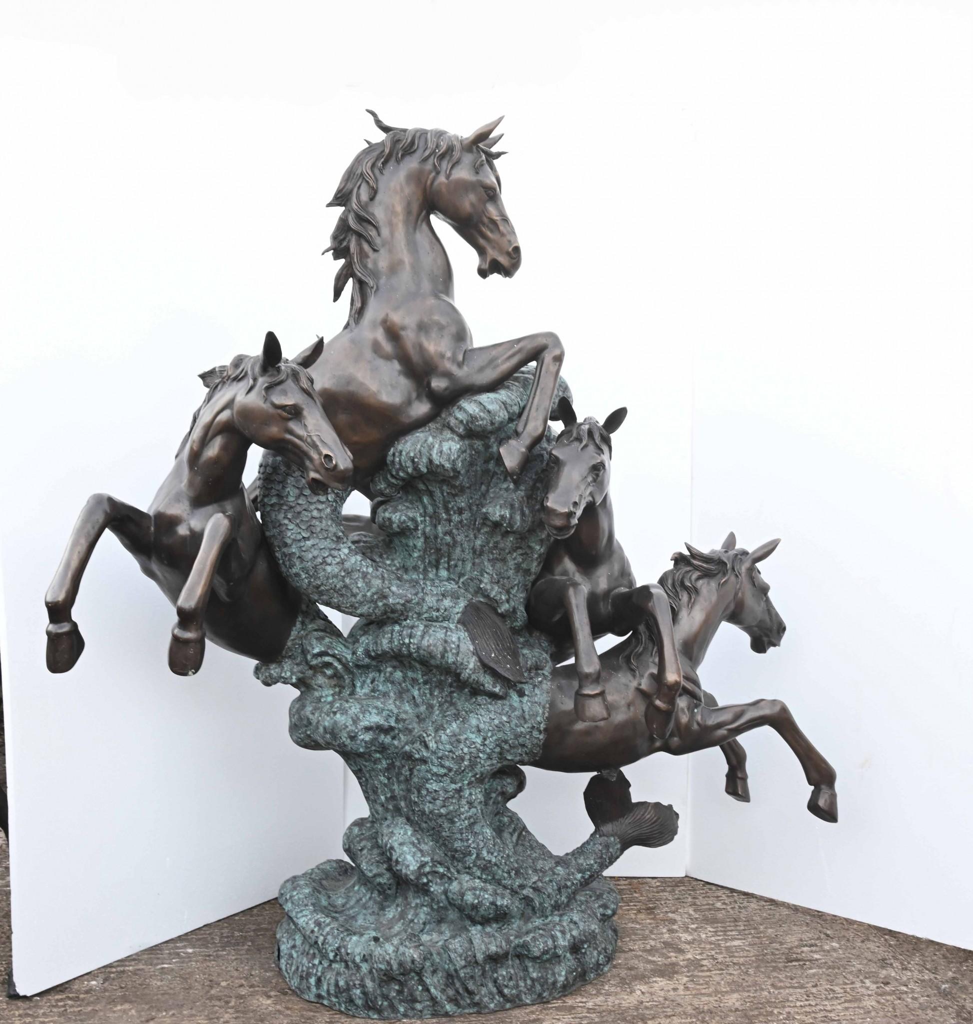 Fontaine géante en bronze pour chevaux, poney bondissant, pièce d'eau pour le jardin 7