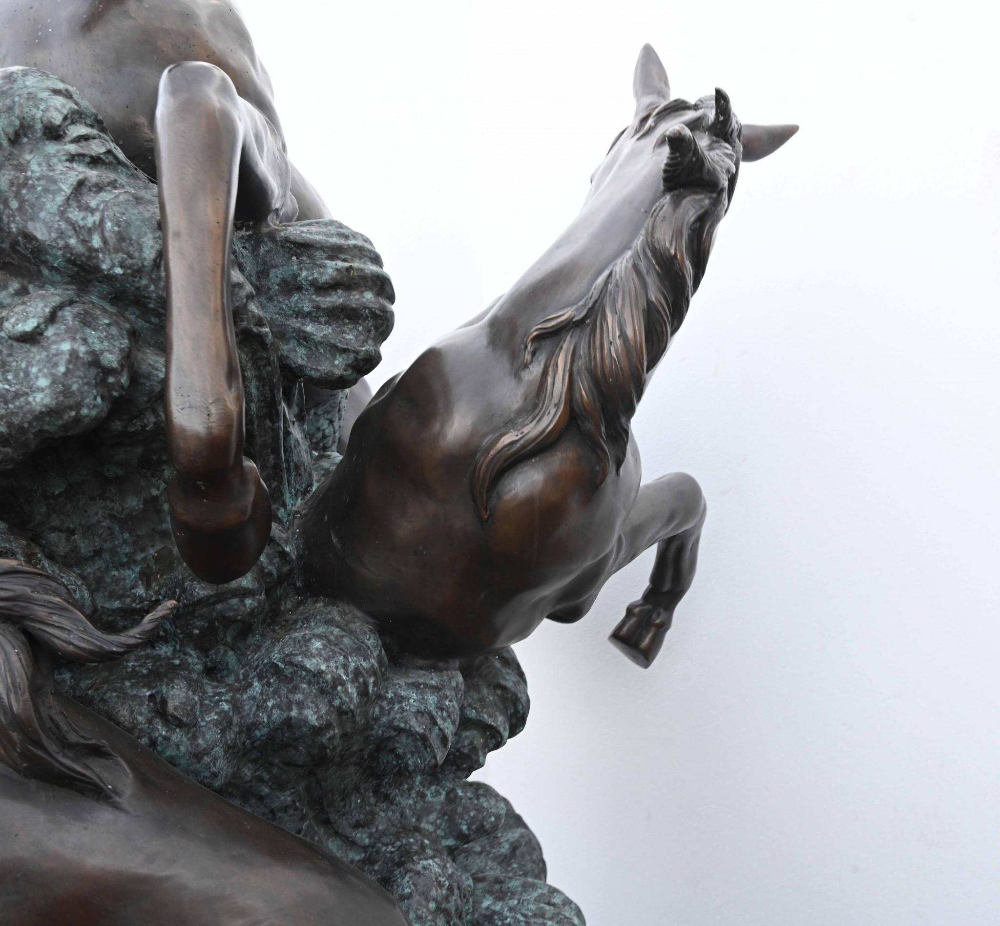 Fin du 20e siècle Fontaine géante en bronze pour chevaux, poney bondissant, pièce d'eau pour le jardin