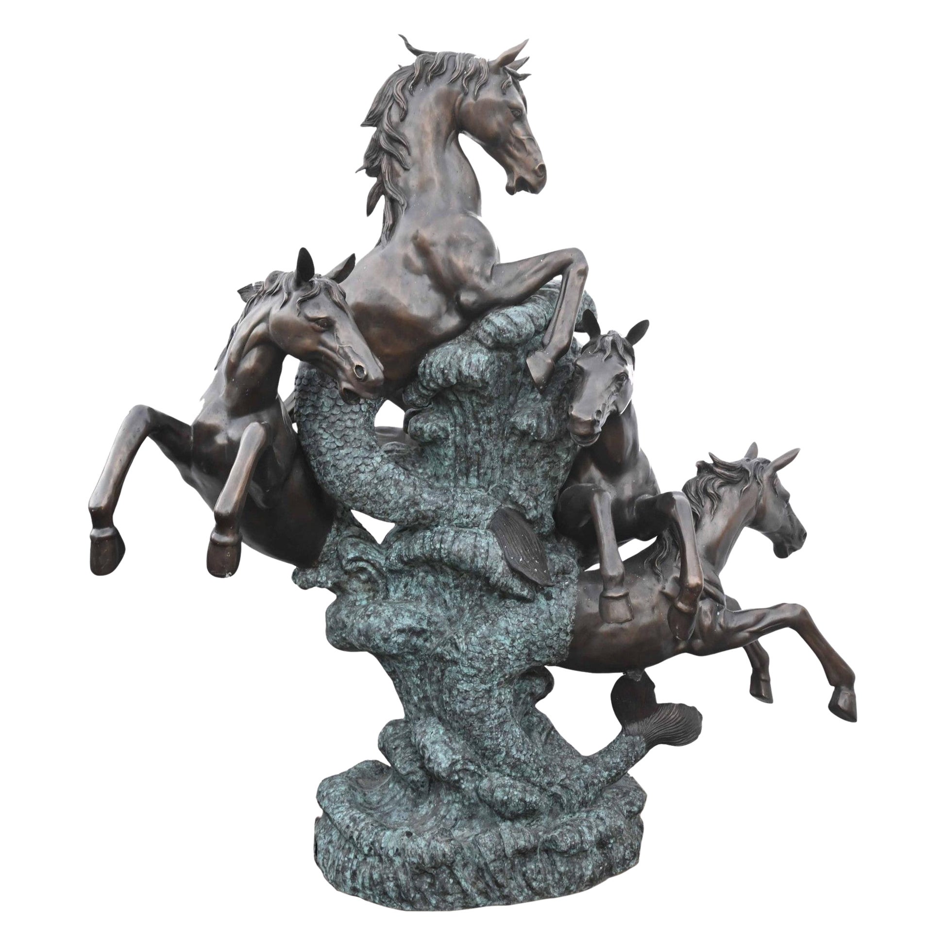 Giant Bronze Horse Fountain Leaping Pony Garden Water Feature