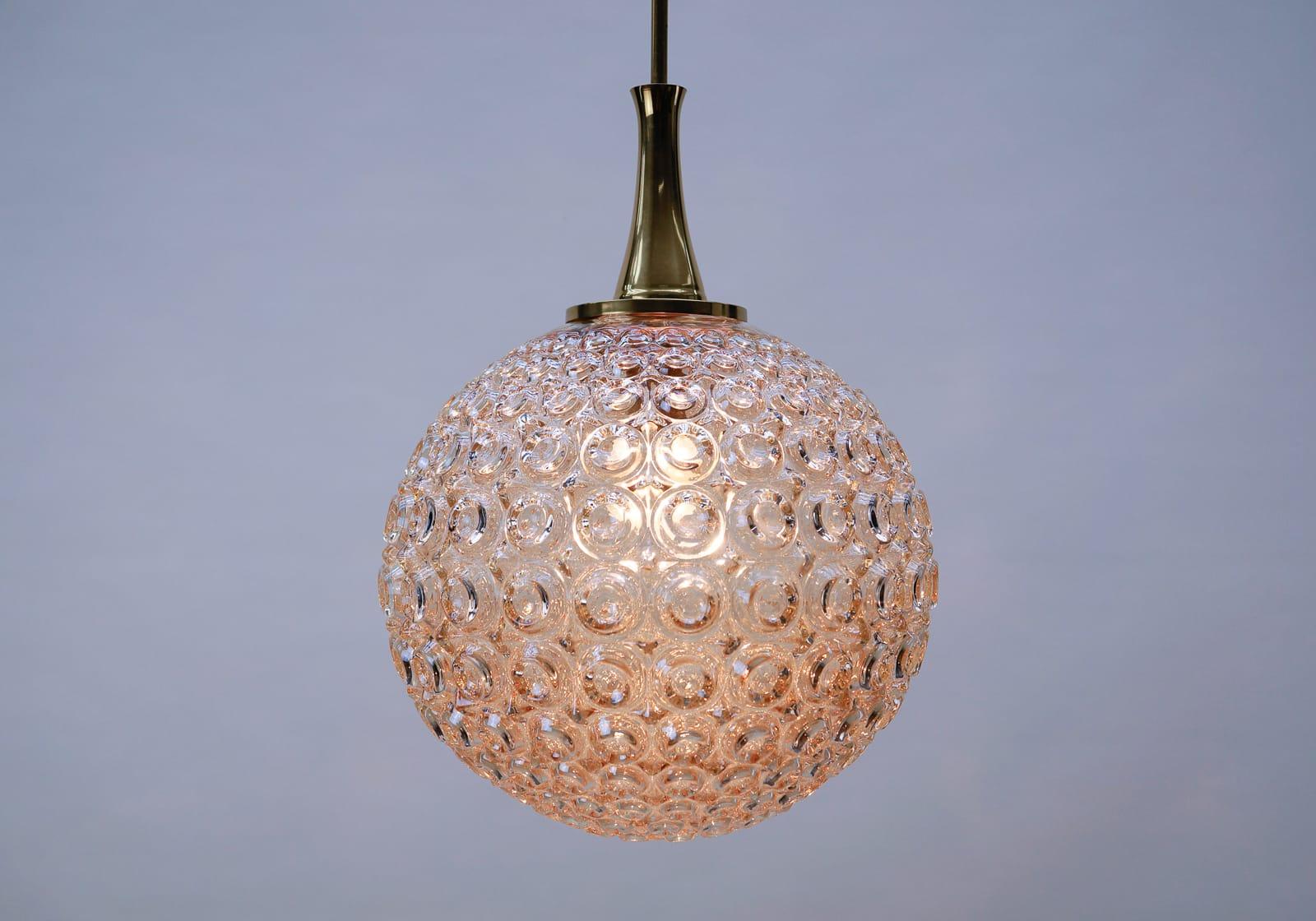 Mid-Century Modern Giant Bubble Glass Amber Pendant Lamp, 1960s For Sale
