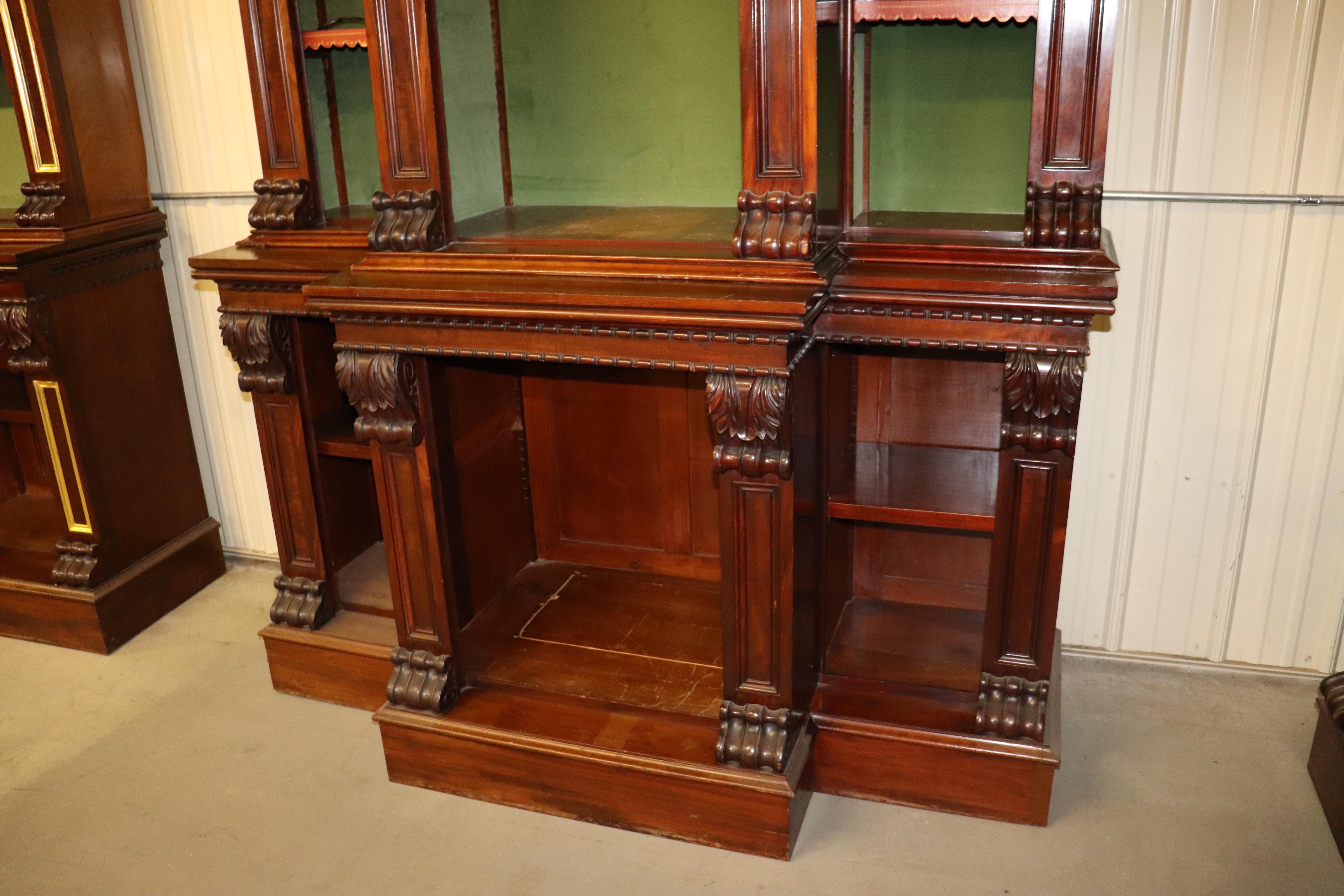 Giant Carved Walnut Victorian Tall Bookcase Bookshelf, circa 1890s In Good Condition In Swedesboro, NJ