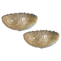 Giant Ceiling Flower Lamps by Barovier & Toso, Murano, 1980s