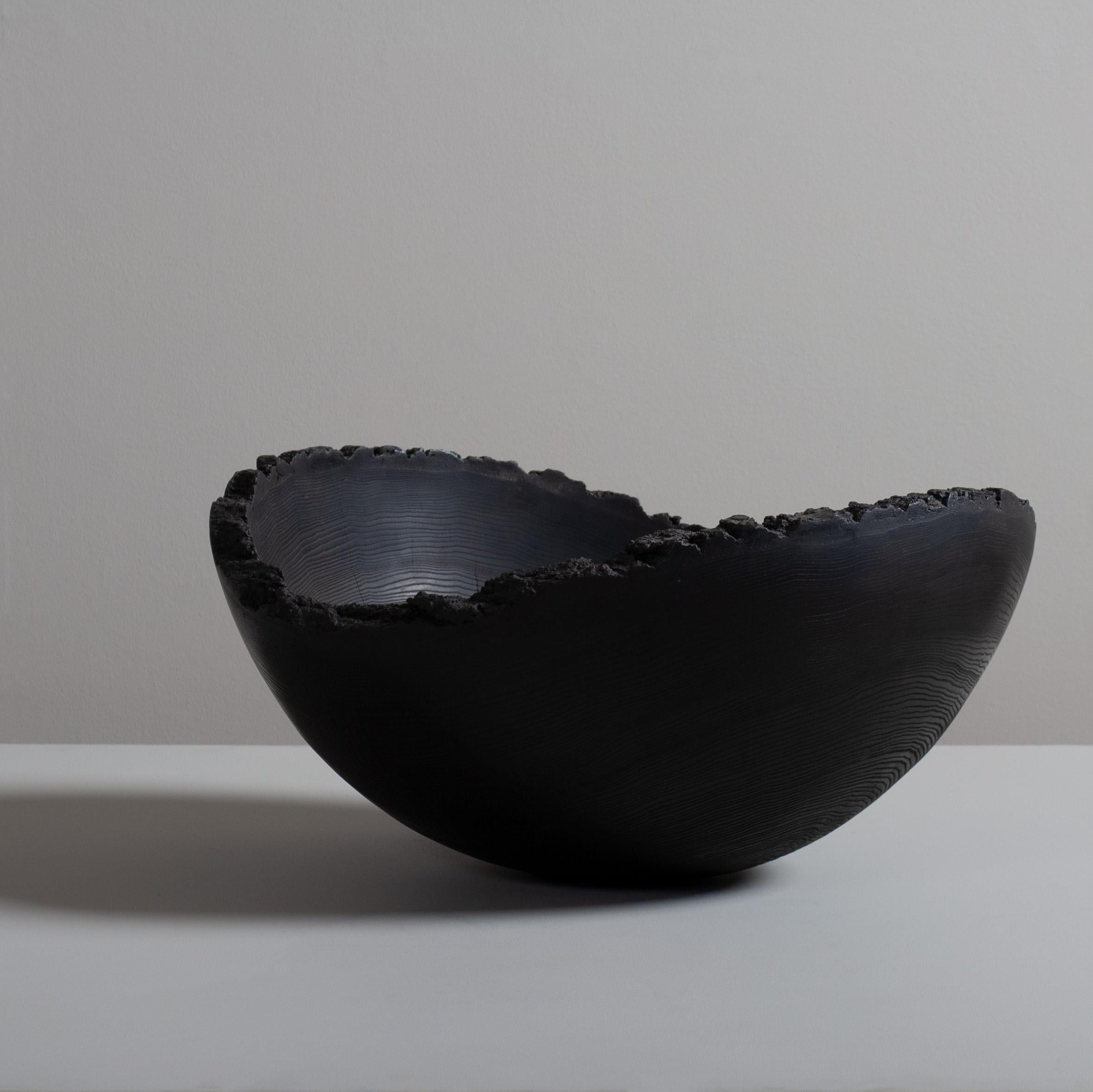Hand-Carved Giant Centrepiece Bowl, English Ash Yakisugi For Sale