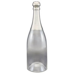 Giant Champagne Bottle Decanter with Sterling Silver Top, Hallmarked, 1892