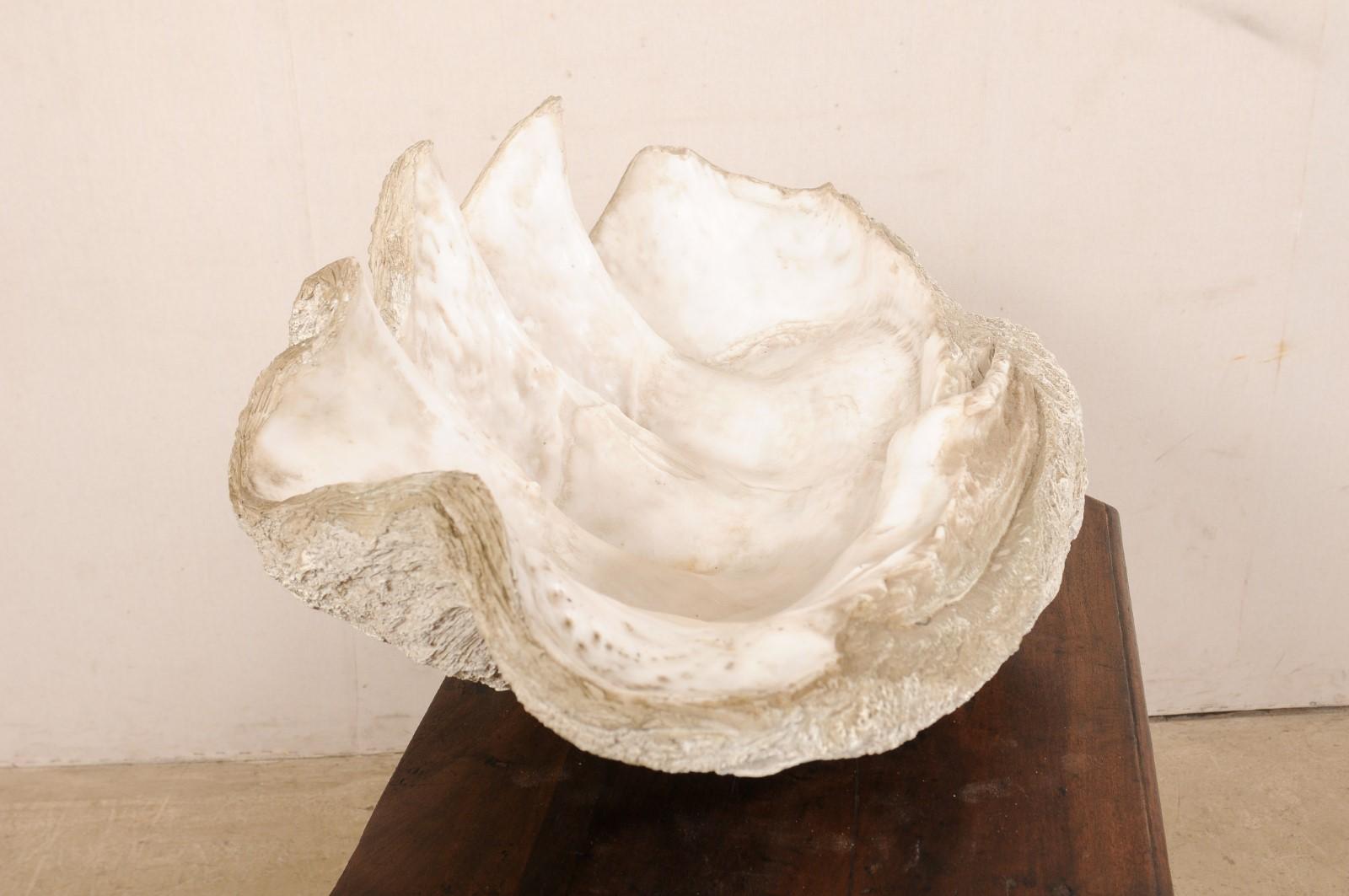 Composition Giant Clam Shell 'Faux' Fabulously Artisan Crafted-Looks like the Real Thing For Sale