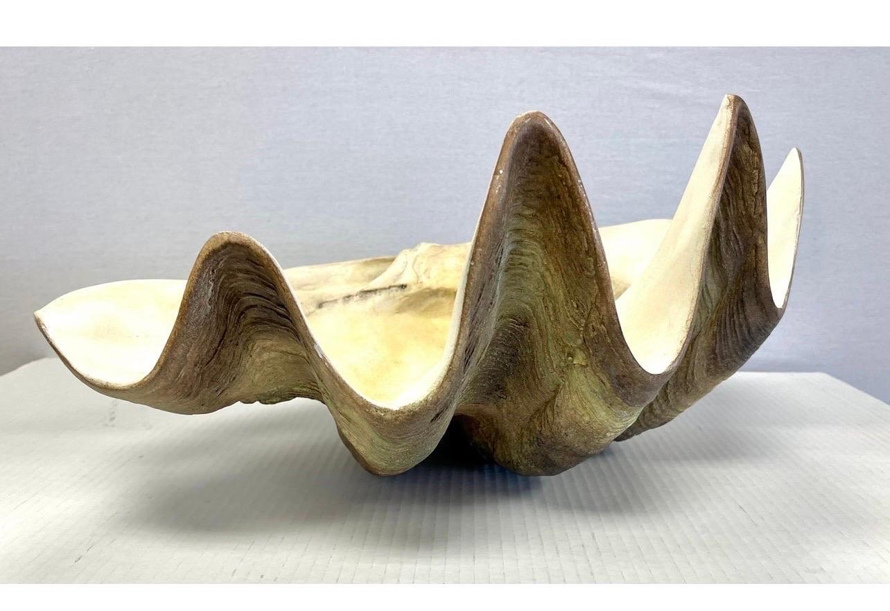 American Giant Clamshell Centerpiece Bowl Sculpture Clam Shell Statement Piece