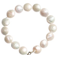 Giant Coin Pearl Diamond Necklace
