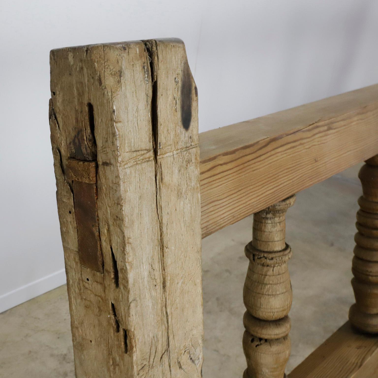 Wood Giant Colonial Church Bench For Sale