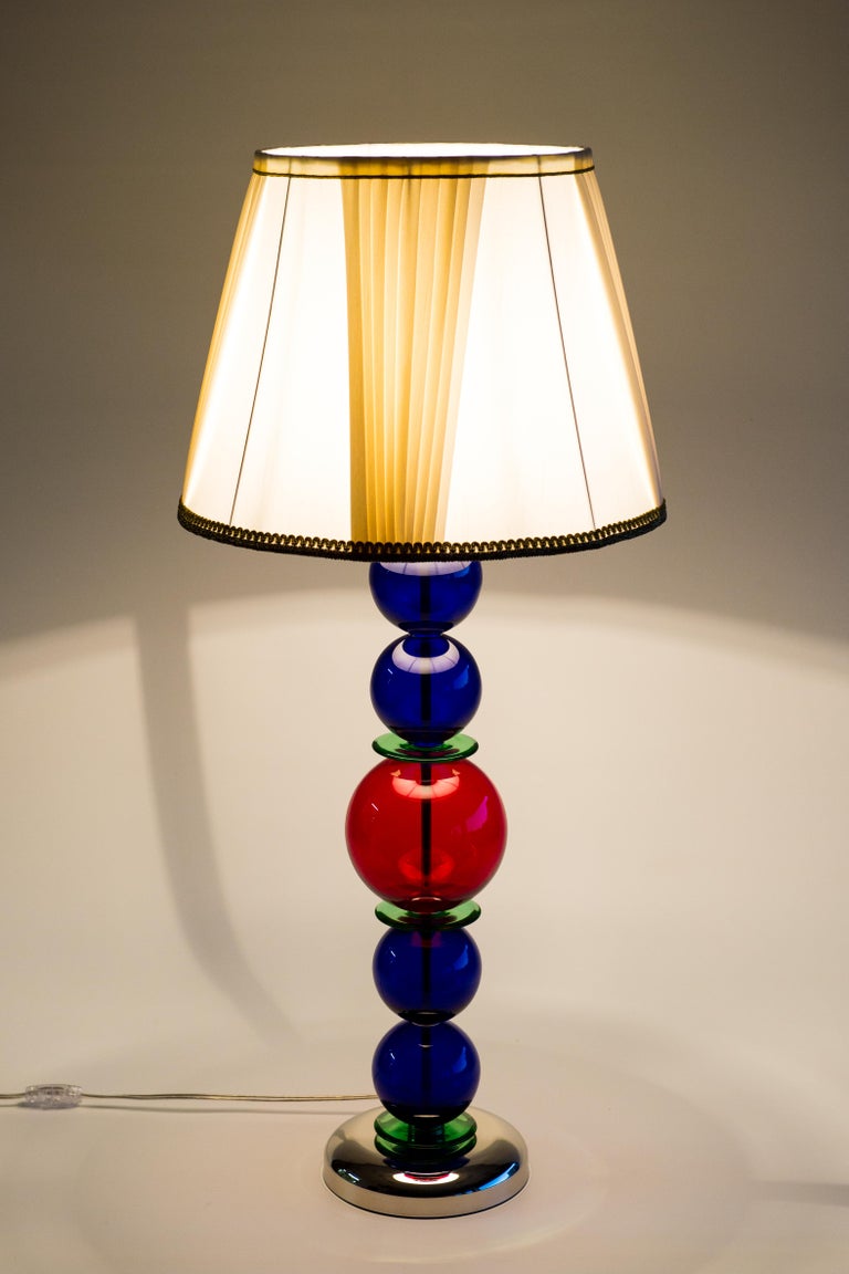 Giant Colorful Pair of  Table Lamps in Blown Murano Glass, Italy Contemporary For Sale 8